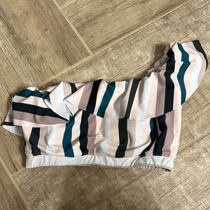 Striped One-Shoulder Bikini Set size XL